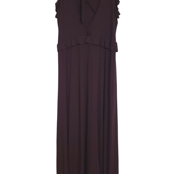 Anthropologie | Women's Purple V-Neck Ruffle Maxi Length Dress (US Size XL) - Picture 12 of 15